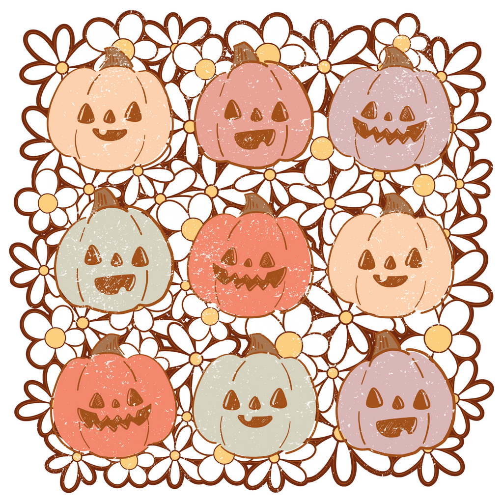 Pumpkins with Daisy Background