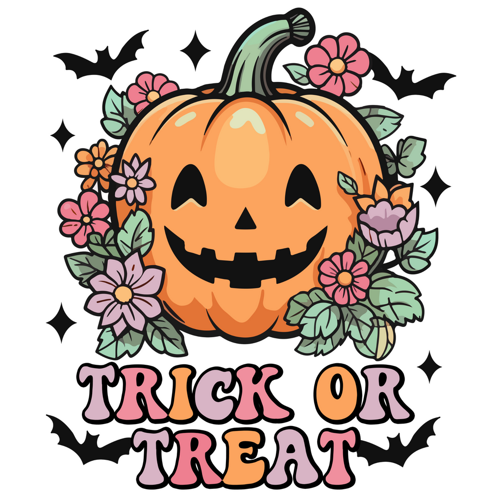 Trick or Treat- Pumpkins and Flowers