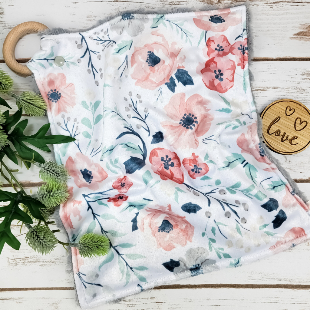 Gray and Blush Floral Baby and Toddler Lovey