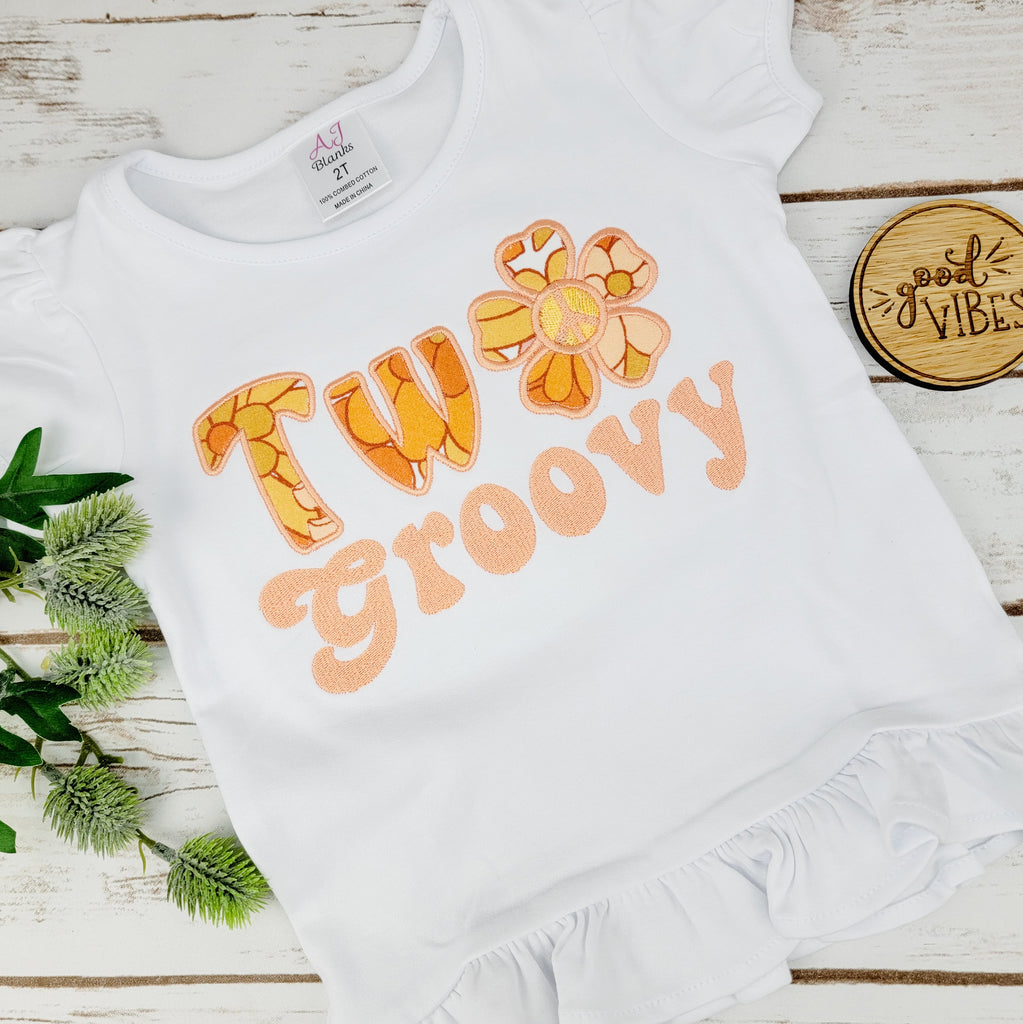 Two Groovy Embroidered Birthday Shirt
