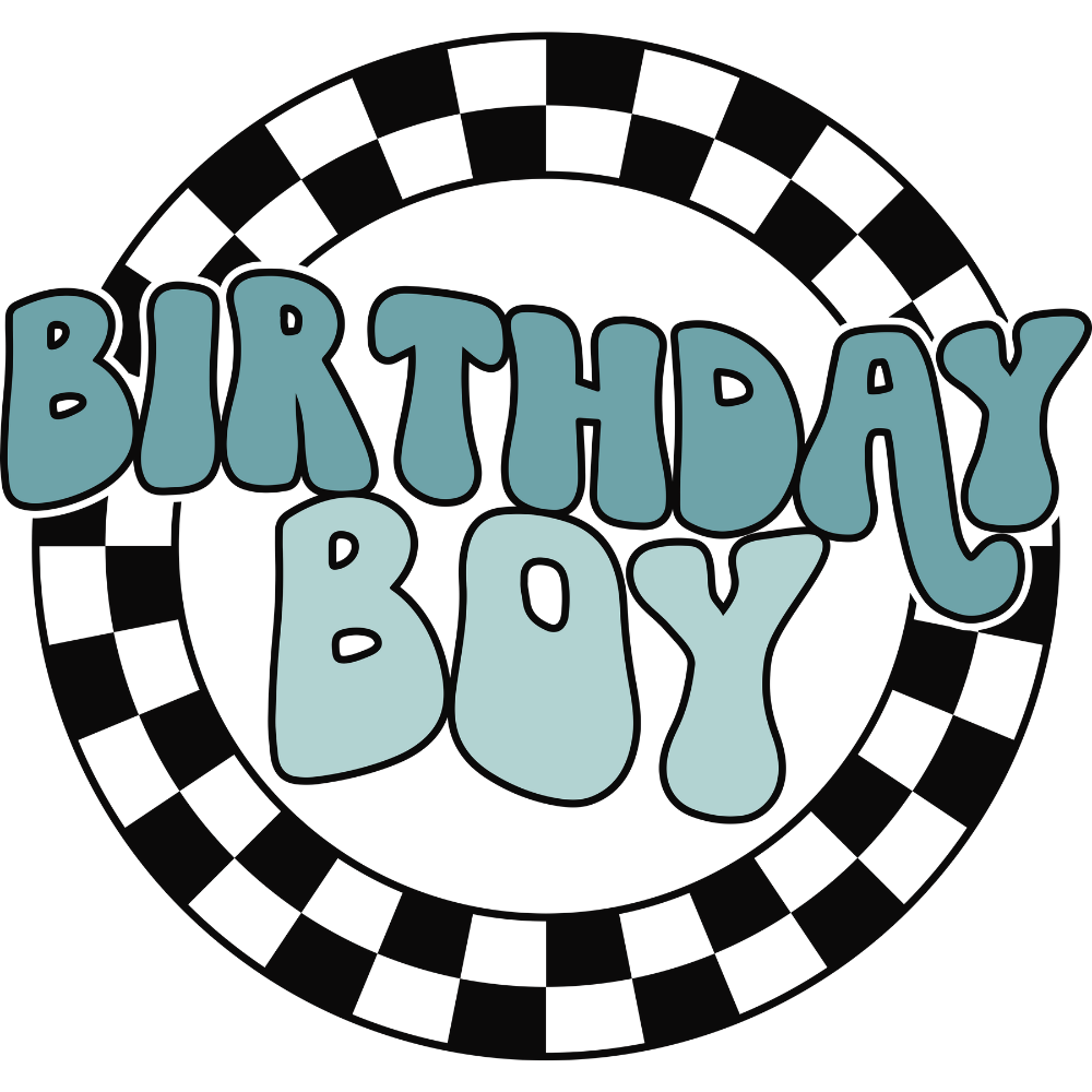 BIRTHDAY BOY- CHECKERED FLAG- SOLID