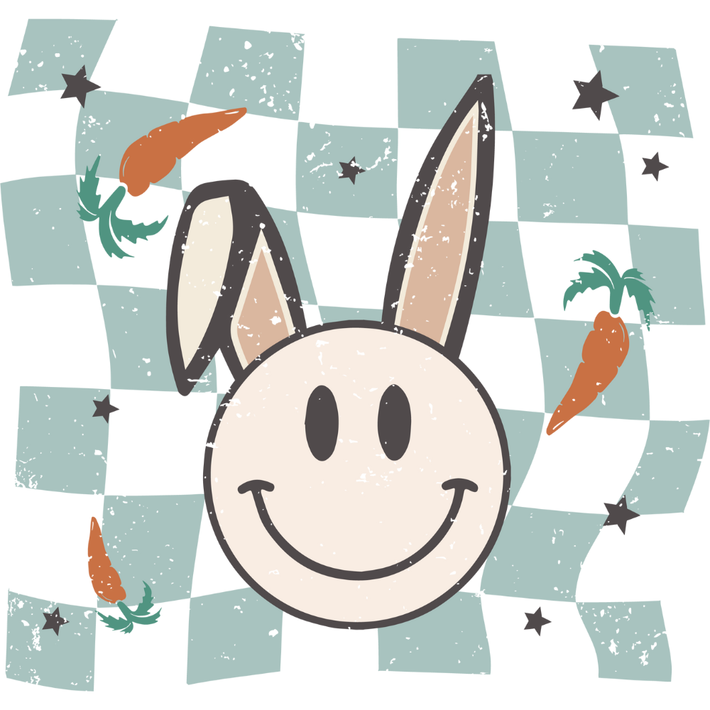 BUNNY FACE- CHECKERED- DISTRESSED