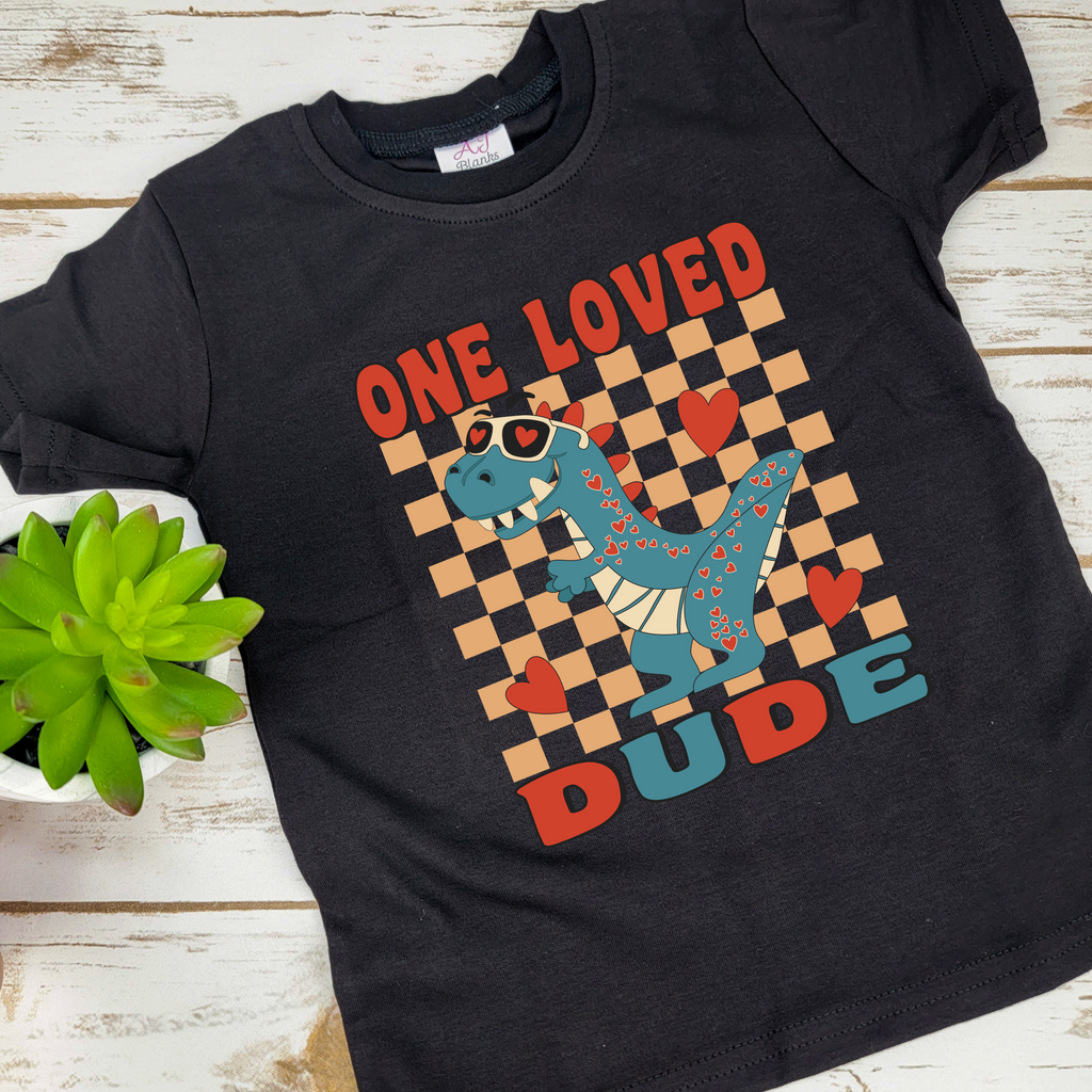DTF - One Loved Dude Valentines Boy Shirt - BLACK