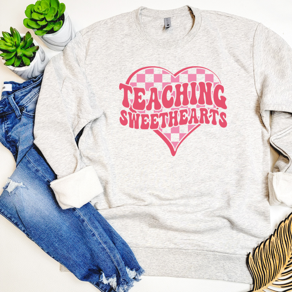 Pink Teaching Sweethearts DTF Crewneck | Binghambliss