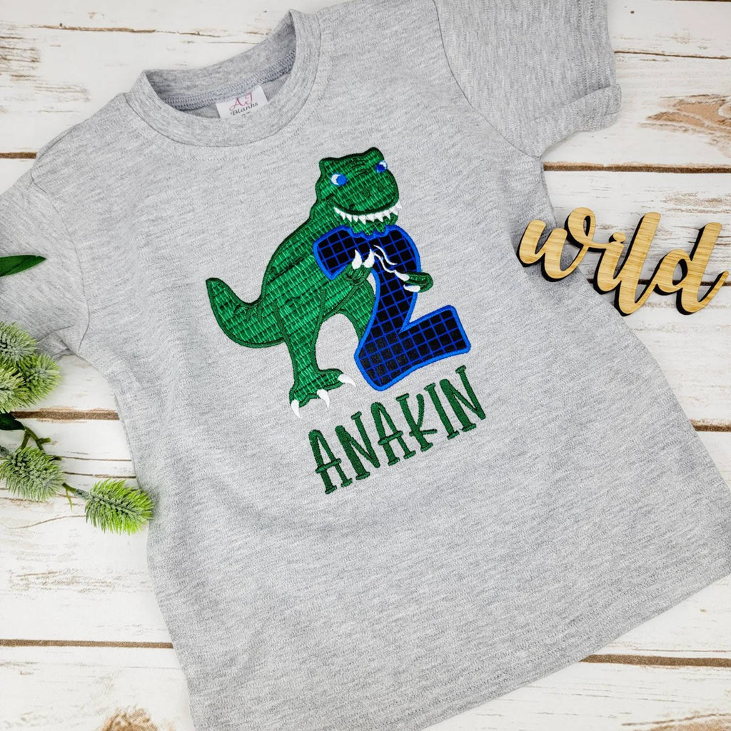 Dinosaur Baby and Toddler Embroidery Birthday Shirt