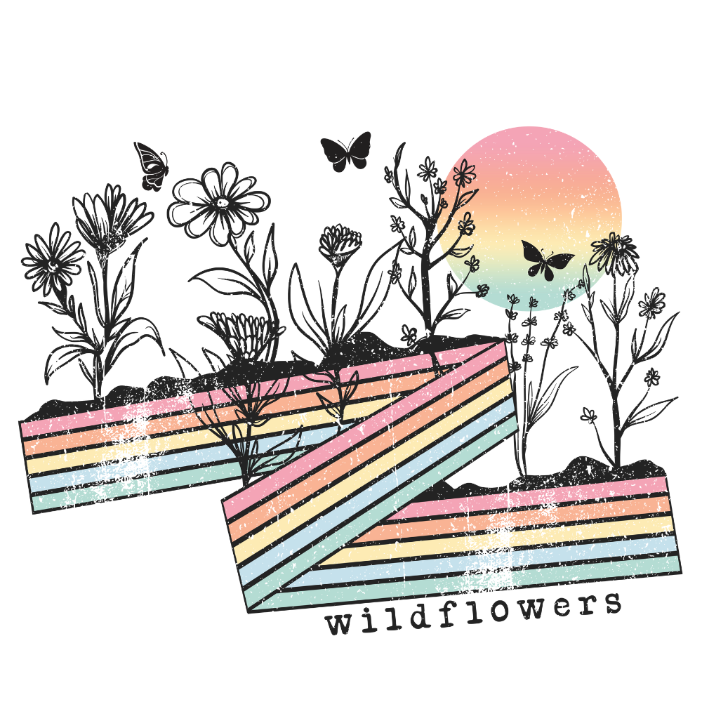 WILD FLOWERS- PASTEL STRIPES- DISTRESSED