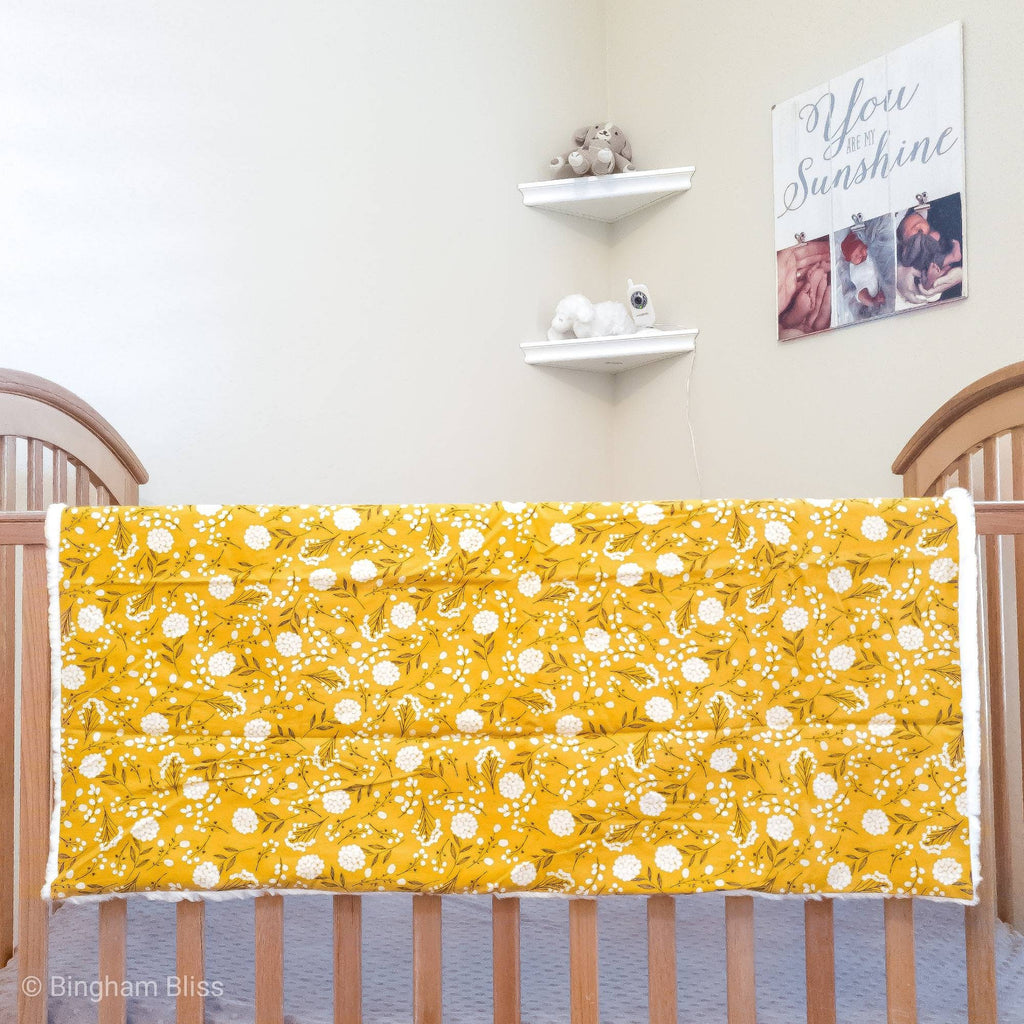 Mustard Dandelion Floral Baby and Toddler Blanket