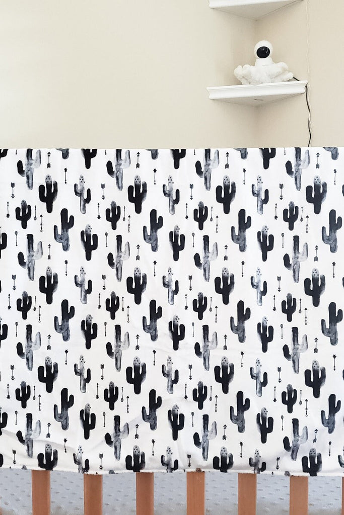 Black and White Cactus Minky Baby and Toddler Blanket