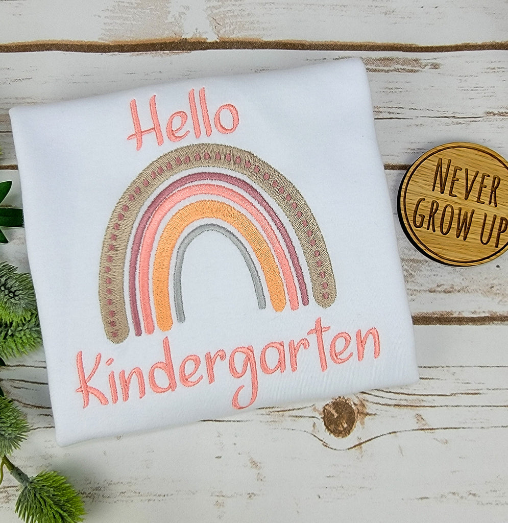 Hello Kindergarten Embroidered Shirt