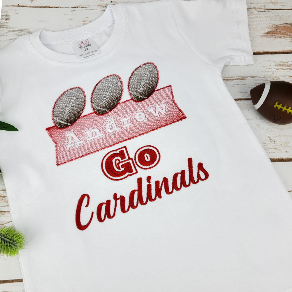 Cardinals Football Embroidered Toddler and Boy Shirt
