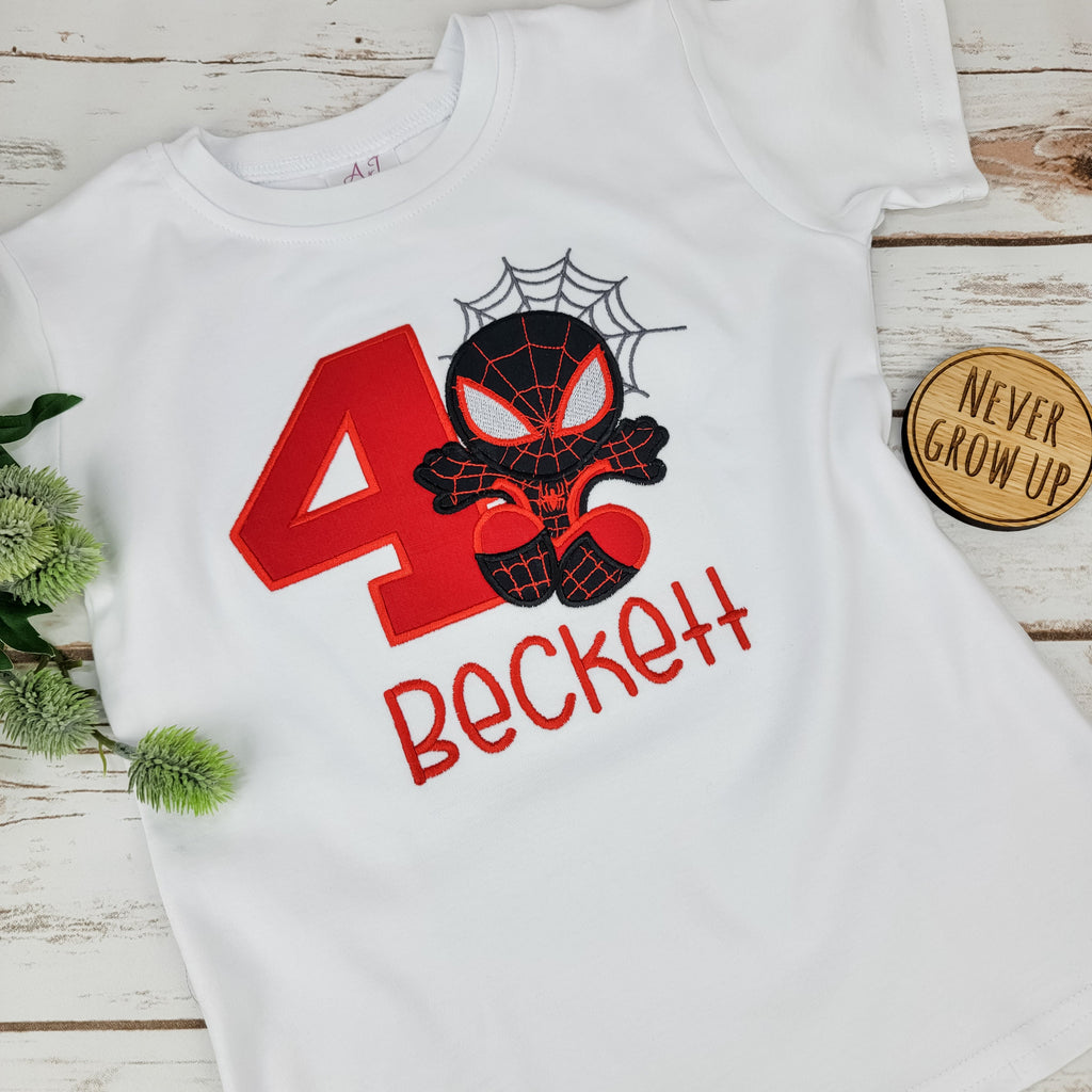 Miles Morales Spiderman Embroidered Birthday Shirt