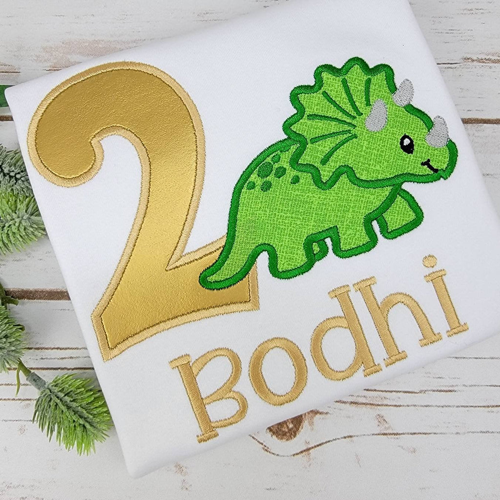 Triceratops Embroidered Birthday Shirt