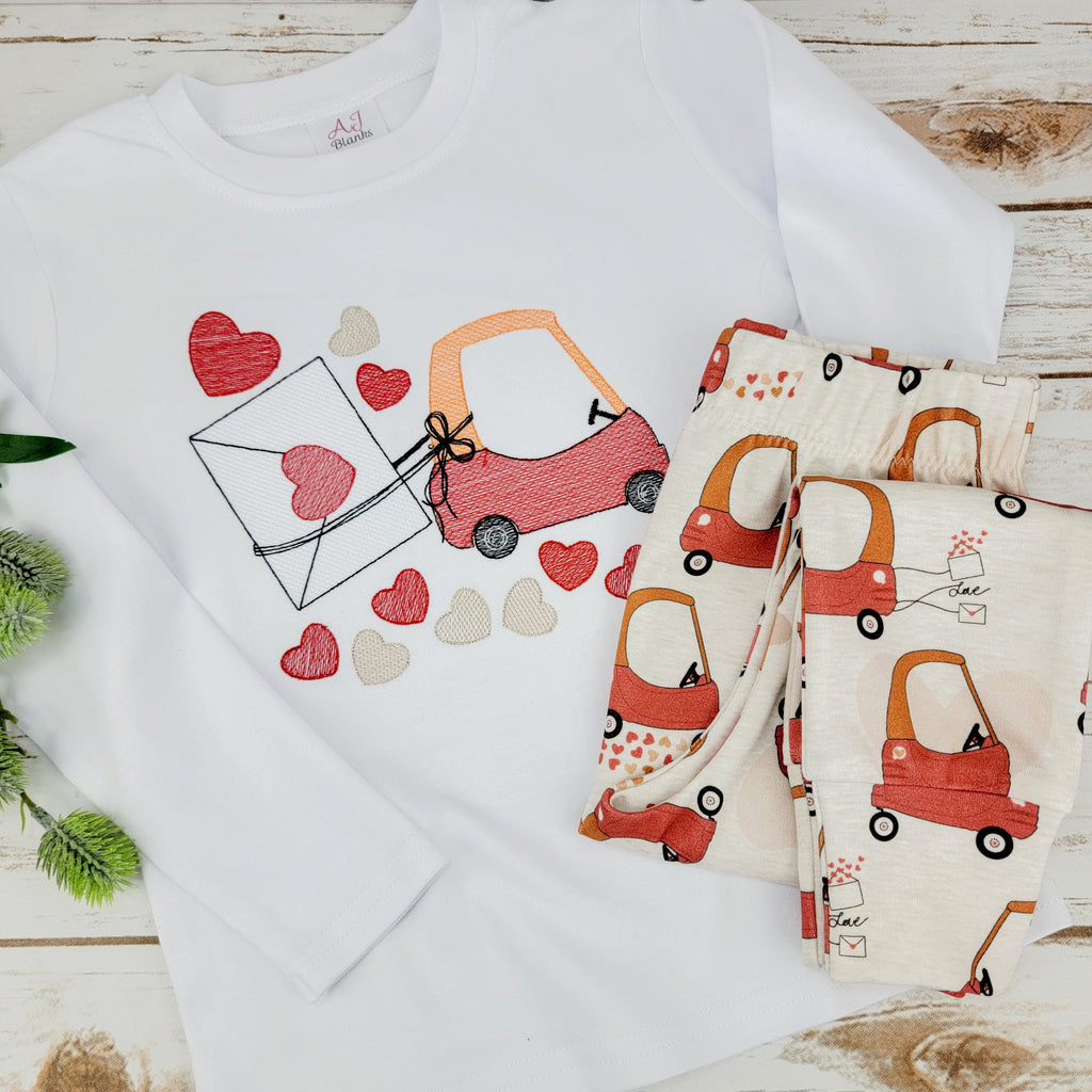 Little Red Car Love Letter Embroidered Shirt