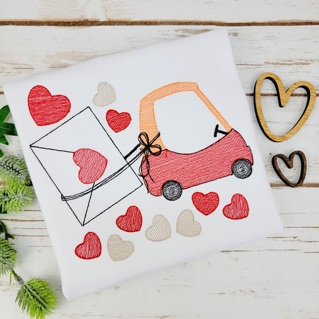 Little Red Car Love Letter Embroidered Shirt